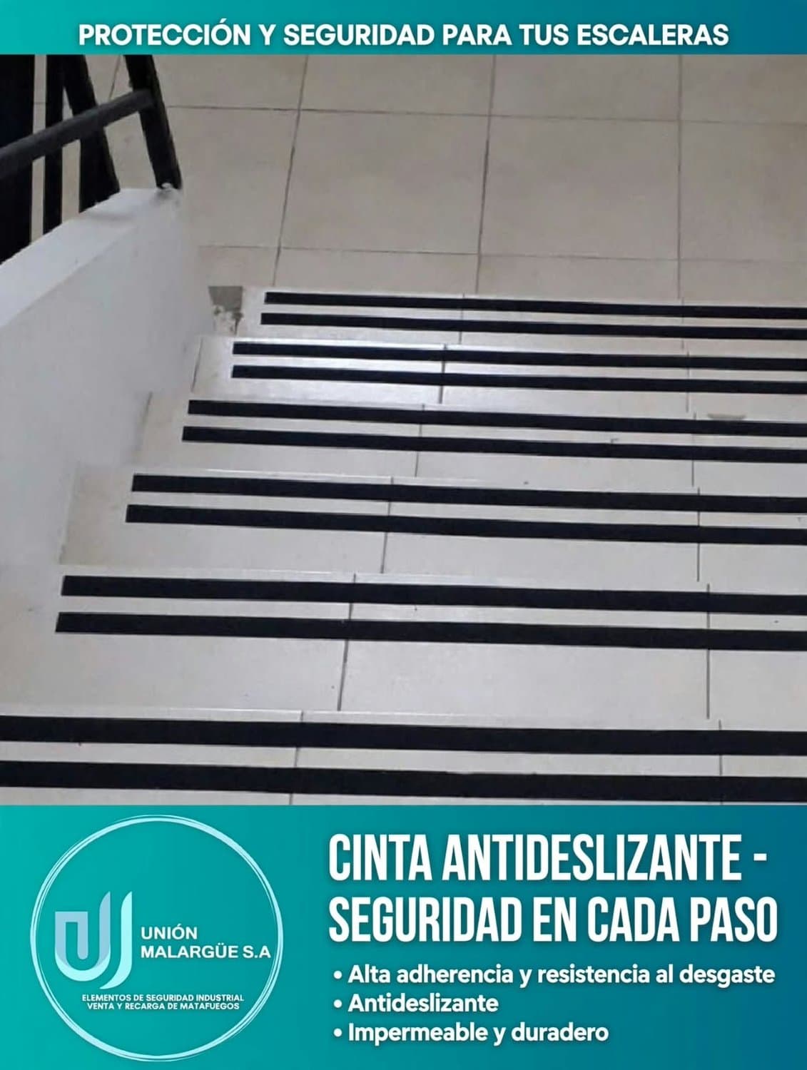 Cinta Antideslizante Autoadhesiva 25mm x 1 Mt Color Negro (imagen 2 de 2)