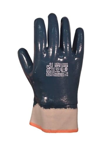 Guante Nitrilo Baño Completo Pesado Azul Puño de Lona