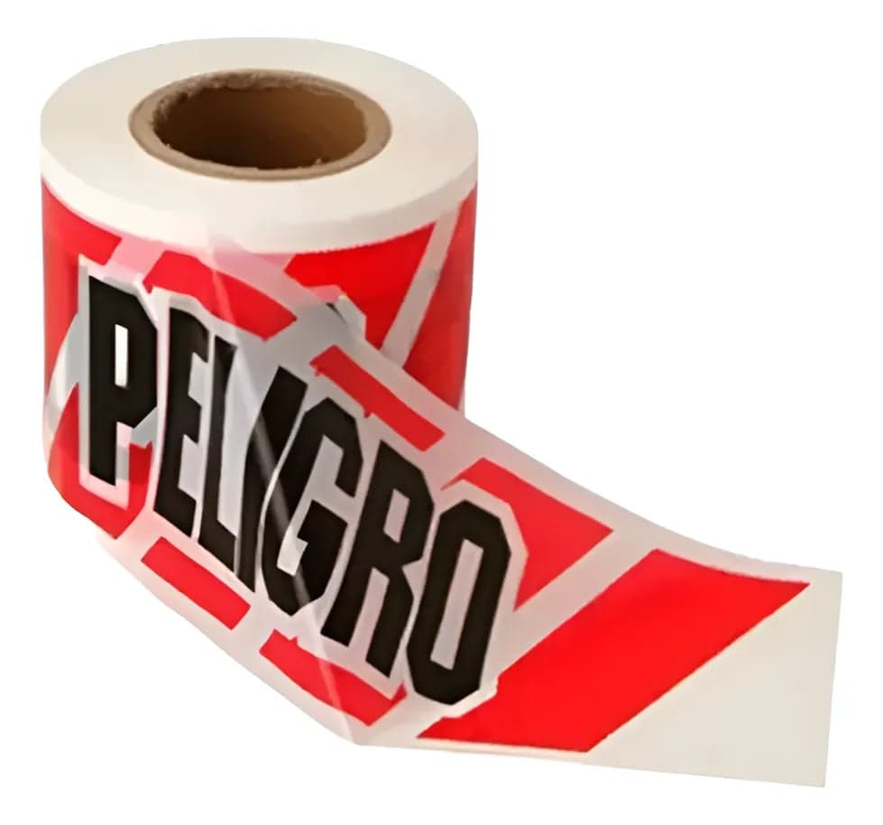 Cinta Peligro Cebrada blanca y Roja Simple Para Obra 8cm x 200mts (imagen 2 de 3)