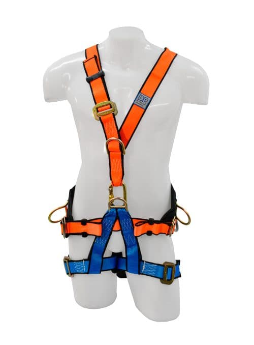 Arnes con enganche en espalda, pecho y cintura. Regulable en cintura y hombros. Con refuerzo lumbar y pernera. (imagen 1 de 3)