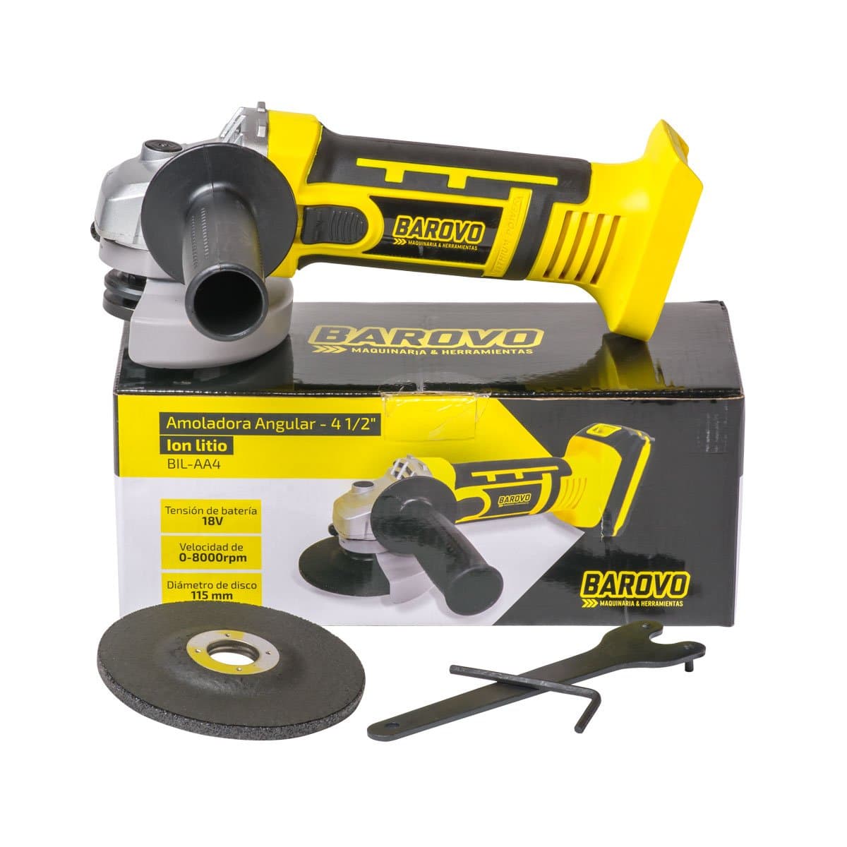 Barovo Amoladora Angular 4 1/2 " Ion Litio Bil-Aa4" 18V (imagen 3 de 4)